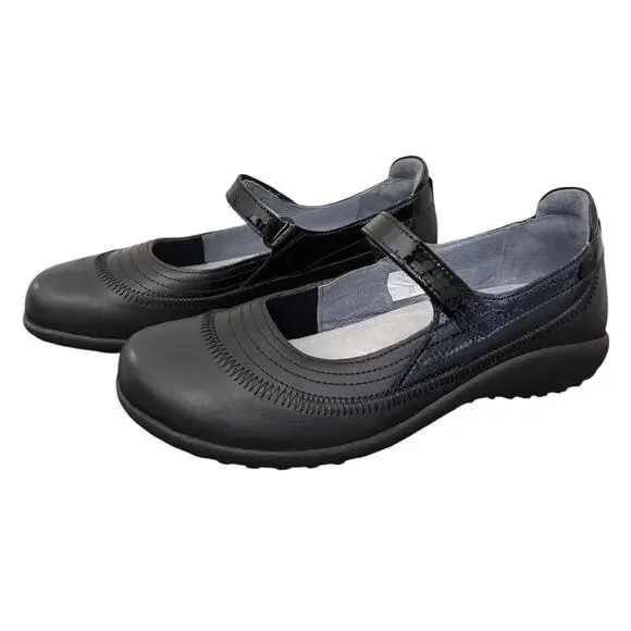 NAOT Kirei Mary Jane Shoes Black Leather US 7 Timeless Classic Comfort Coquette - Picture 5 of 11